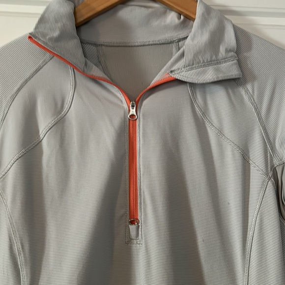 Lululemon Run Wild 1/2 Zip Pullover 6 Stripe thumb holes mock neck - Picture 4 of 9